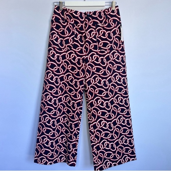 - Anthropologie Maeve NWT Colette Cropped Wide-Leg Ponte Pants Red Motif N… - Picture 10 of 10